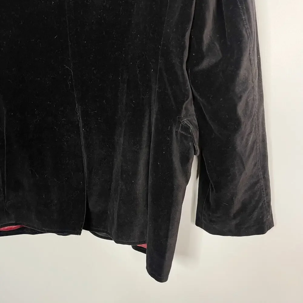 DKNY Mens Medium M Black Velvet Blazer Sport Coat Cotton Two Button Notch Collar
